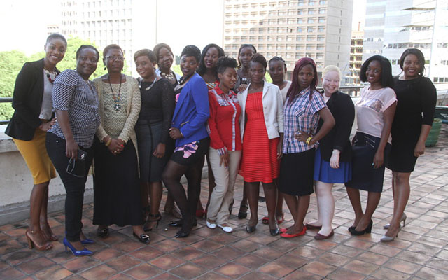 Some of The Herald female staff members pose for a picture in honour of International Women’s Day. Celebrations are running under the theme: Be Bold For Change. — (Pictures by Justin Mutenda)