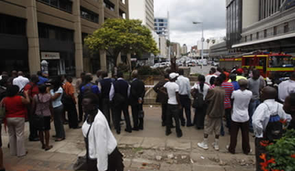 Mock fire drill brings business  to a standstill
