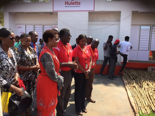 First lady Dr Mugabe beinf briefed by a Tongaat Hulett staffer. Pic by Simiso Mlevu