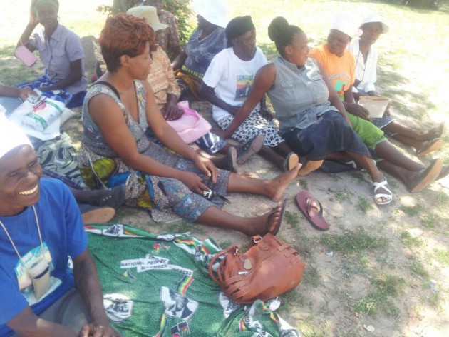 People waiting for the arrival of election material at Chisheche business centre in Gutu central constituency today (Pic-Zvamaida Murwira)