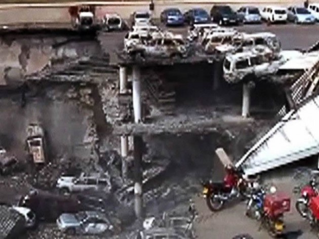 An image from a video released by the Kenyan military on Sept. 26 shows collapsed floors at the Westgate Shopping Mall in Nairobi after the four-day battle with Somali militants. Sixty-seven people were killed during an attack that began on Sept. 21.- Kenyan Military via AFP/Getty Images
