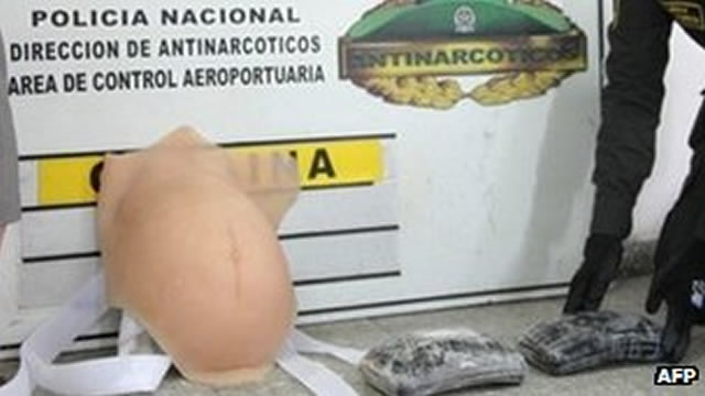 The latex belly stuffed with cocaine. – AFP.