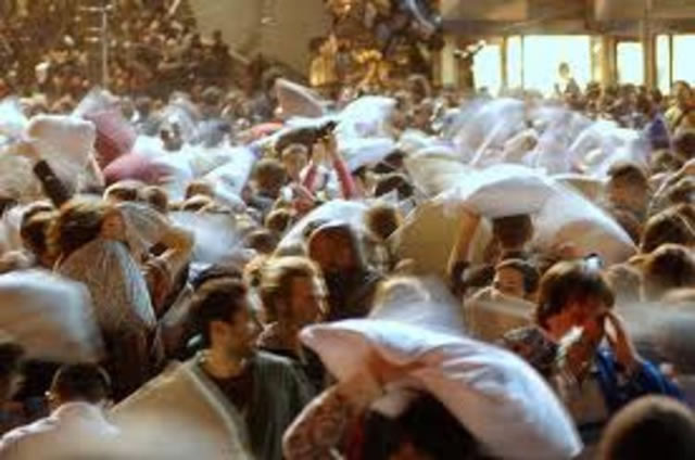 Glimpse into pillow fighting