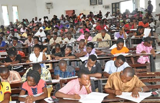 Students writing an examination