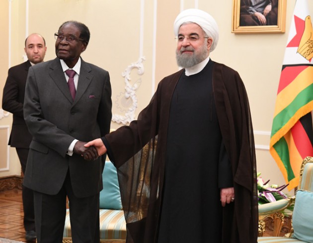 President Mugabe met his Iranian counterpart, President Hassan Rouhani, in Tehran today. - Picture by Presidential photographer Joseph Nyadzayo