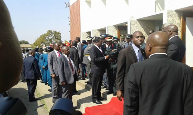 VP Mnangagwa speaks to Zimbabwe Defence Forces commander General Constantine Chiwenga.