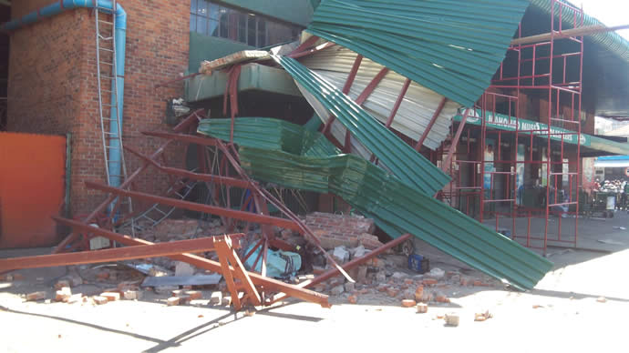 Part of the collapsed building
