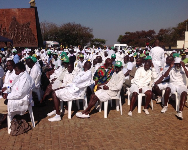 Some of the mourners who are already gathered at the National Heroes Acre for the burial of national hero Cde Enos Nkala to be held later in the day (Pic by Lloyd Gumbo)