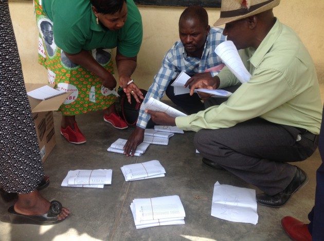 0900: Mutoko North team sort out their papers before leaving for their polling stations (Pic-Lloyd Gumbo)