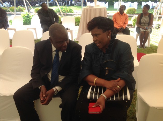 Women's Affairs Minister Oppah Muchinguri chats to Foreign Affairs Deputy Minister Chris Mutsvangwa (pic by Lloyd Gumbo)