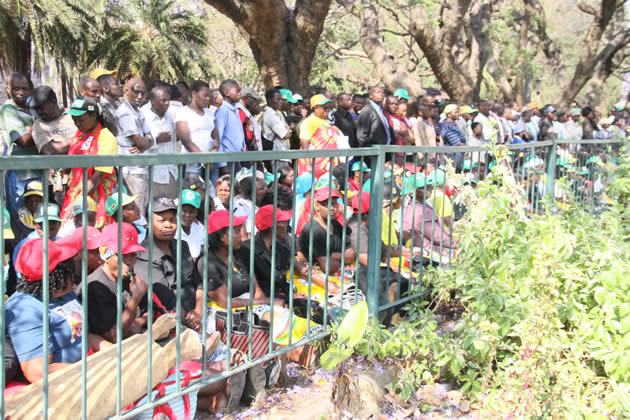 part of the crowd gathered to witness the opening of parliament