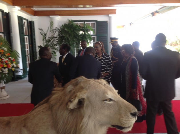 President Mugabe and First Lady Dr Grace Mugabe arrive at State House. (Pic by Lloyd Gumbo)