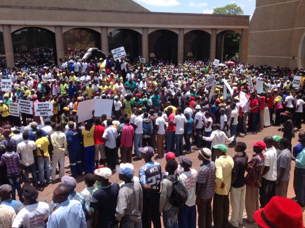 Space it fast running out at the Zanu PF HQ as supporters keep streaming in. (Pic by Lloyd Gumbo)