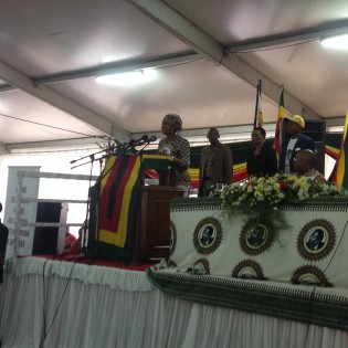 First Lady and Zanu-PF secretary for Women's League Amai Grace Mugabe makes her maiden speech in her position as she responds to her appointment by President Mugabe (pic by Lloyd Gumbo)