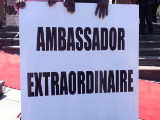 Some of the banners portraying Cde Dube's character (pic by Lloyd Gumbo)