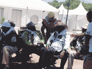 Cde Oppah Muchinguri chats to Cdes Simbarashe Mumbengegwi and David Parirenyatwa while Cdes Olivia Muchena and Herbert Murerwa look on (pic by Lloyd Gumbo)