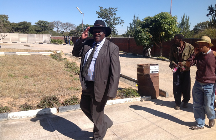Uzumba legislator Cde Simbaneuta Mudarikwa in front and Cde Joel Biggie Matiza (Murehwa South) behind (in hat) arrive at the Marondera Magistrate's court to submit their papers