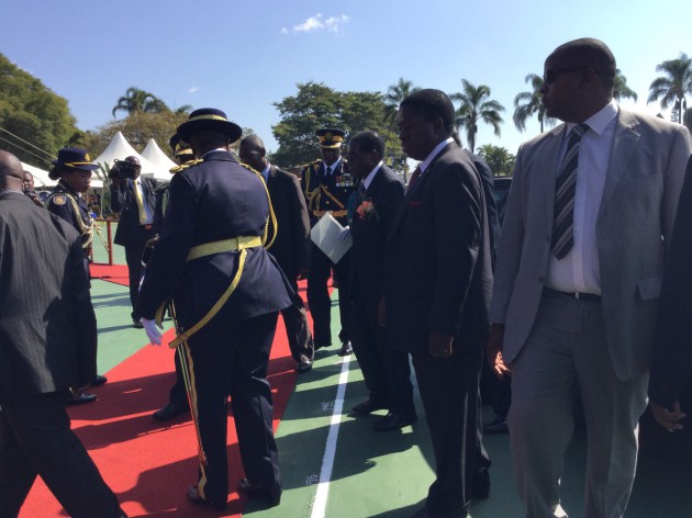 President Mugabe arrives for the parade. Pic by Simiso Mlevu