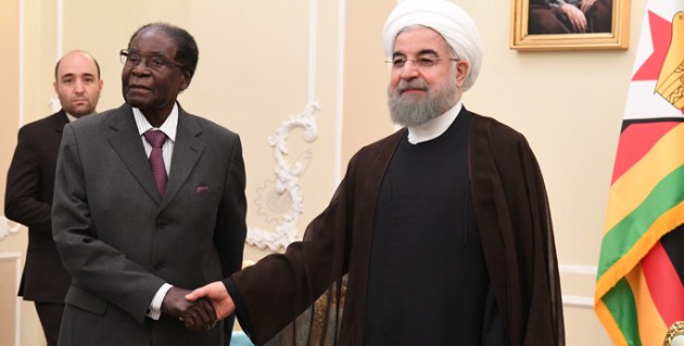 President Mugabe met his Iranian counterpart, President Hassan Rouhani, in Tehran today. - Picture by Presidential photographer Joseph Nyadzayo