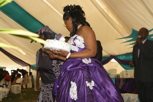 purple gown