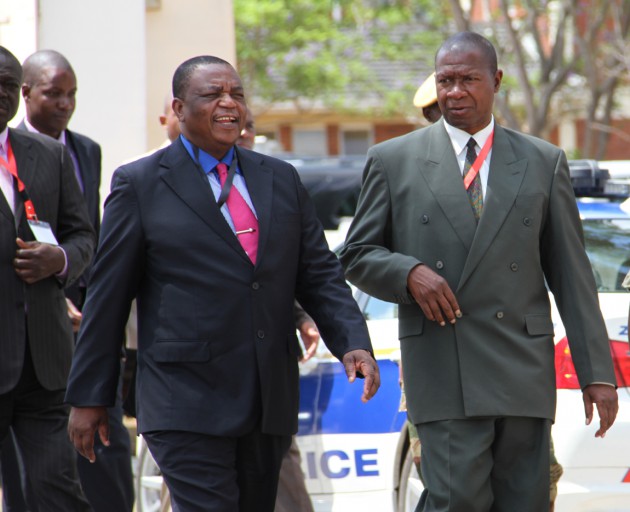 Service Chiefs General Chiwenga and Lieutenant General Phillip Sibanda arriving for the conference in Chinhoyi today (Pic:John Manzongo)