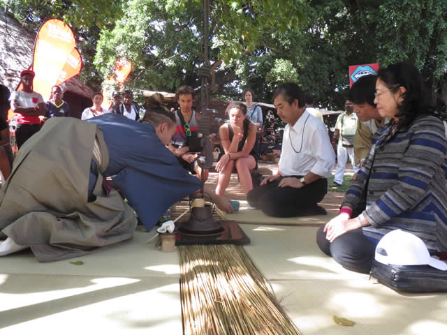 The Japaneese Tea Master serves green tea at the traditional tea ceremony