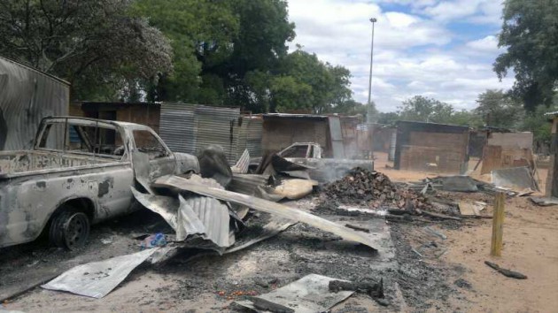 Some of the remains of property belonging to zimbabweans that was burnt by a mob of South Africans in xenophobia motivated attacks last Thursday night.