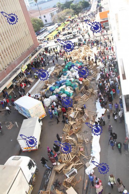 Vendors being removed from the streets of Harare today.