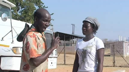 Sabhuku Vharazipi and Mbuya Mai John in a scene from the upcoming feature film