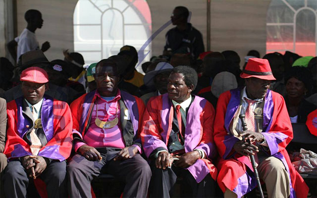 Traditional leaders following the proceedings at CUT campus grounds. 
