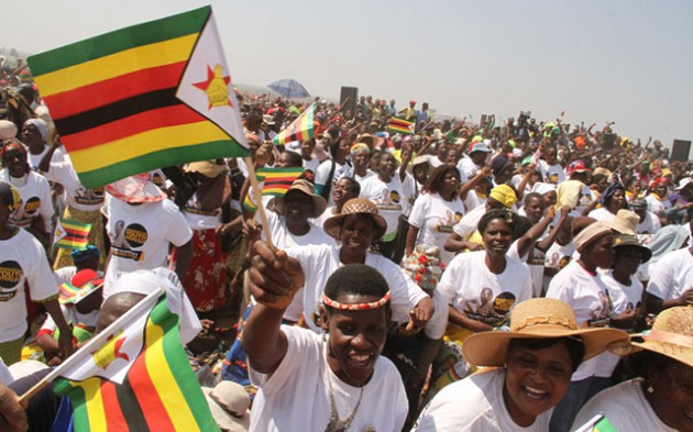 zanu-pf supporters sing and dance at the Presidential Youth Interface Rally yesterday