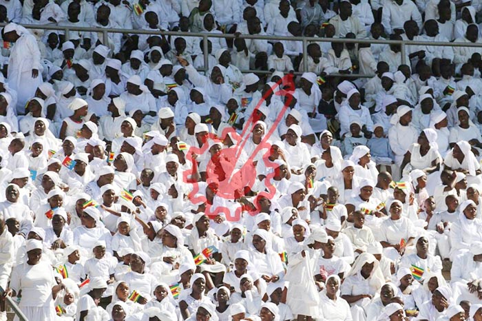Members of the apostolic sects attend the ZDF Day celebrations at the National Sports Stadium Tuesday afternoon.