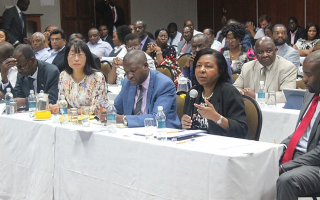 ZimTrade chief executive Ms Sithembile Priscilla Pilime (right) stresses a point during last week’s Mid-Term review on the Ease of Doing Export Business using the Rapid Results Approach