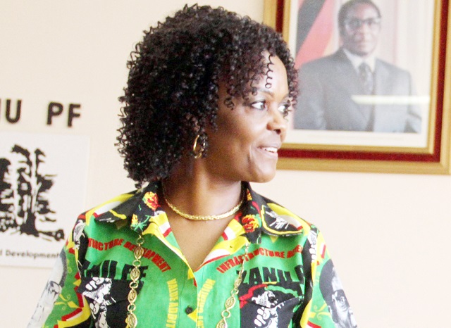 First Lady Dr Grace Mugabe at the Women’s League meeting in Harare yesterday