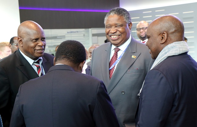 Vice President Phelekezela Mphoko shares a lighter moment with Ministers Patrick Chinamasa, Mike Bimha (back to camera) and Walter Chidhakwa after the St Petersburg International Economic Forum in Russia recently