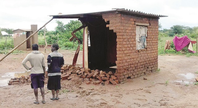 Destroyed homes in the wake of the heavy rains which hit the southern parts of Zimbabwe