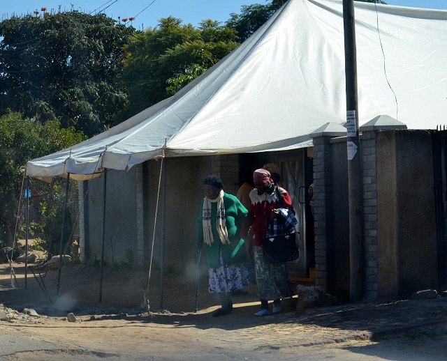 Mourners leave the late Ms Saziso Ncube’s residence in Mpopoma