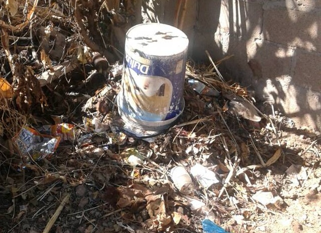 The bucket where the baby was found