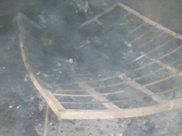 The bed on which he was burnt by his wife