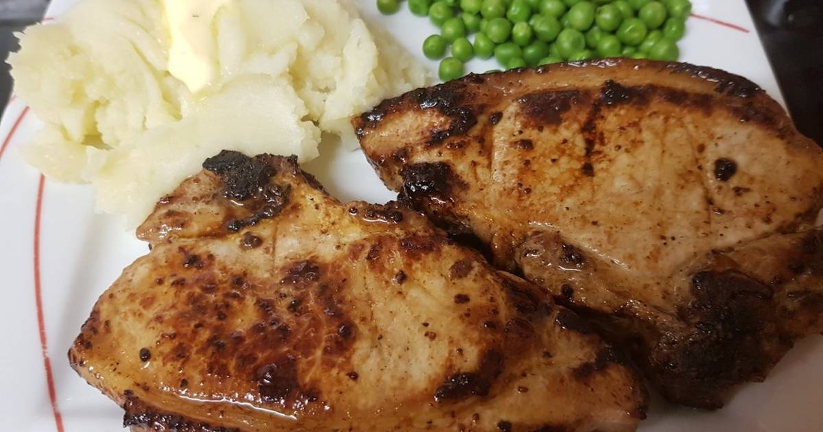 Pork loin chops with cherry-apple stuffing
