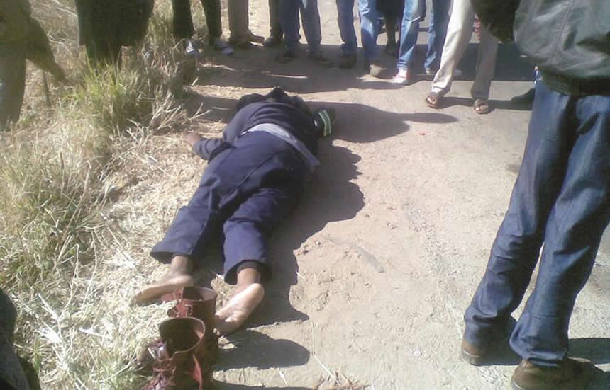 Commuter omnibus knocks down cop at road block