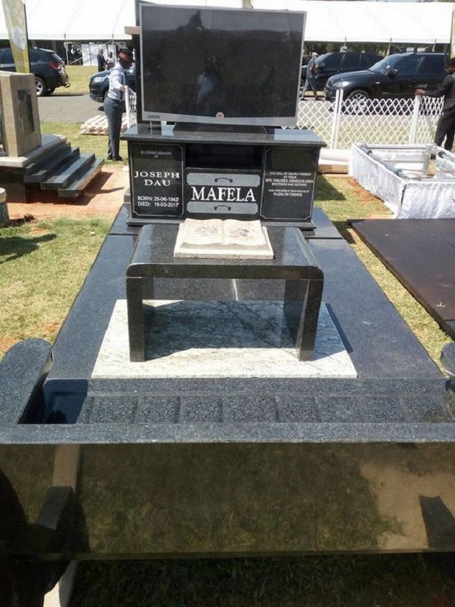 Joe Mafela tombstone removed!