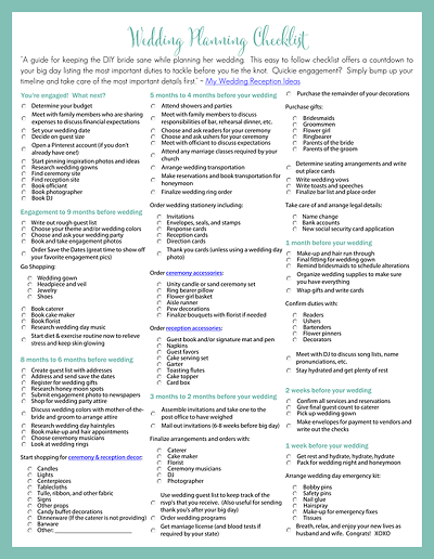 12-month wedding planning checklist calendar