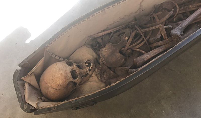 Church found with human skull, coffin