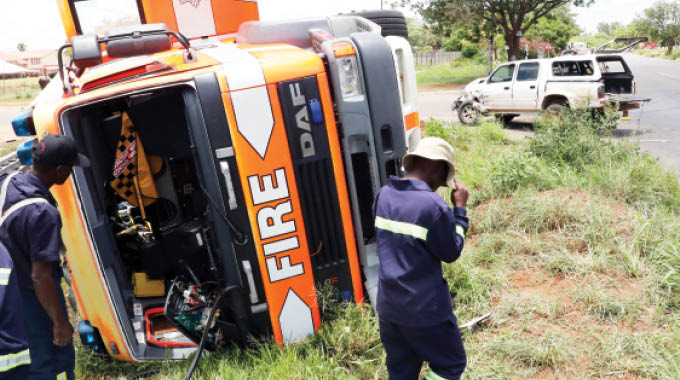 Firefighters cheat death as truck rams fire engine