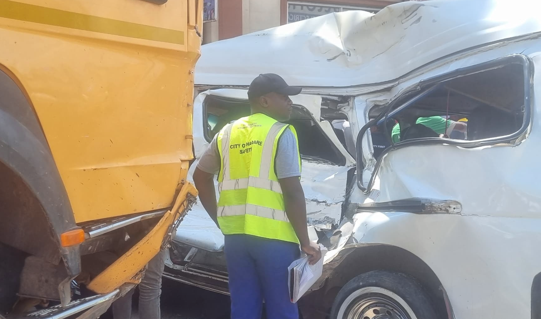 Several injured as kombi collides with refuse compactor