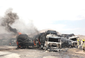 Bomb destroys 22 Nato supply trucks in Afghan north