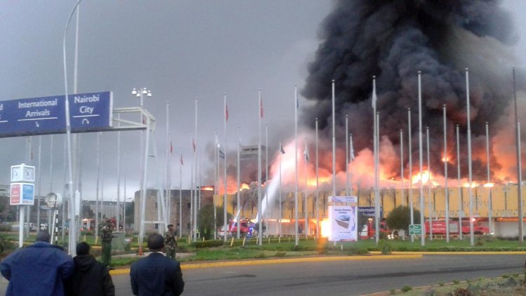 Huge fire destroys Nairobi airport terminal