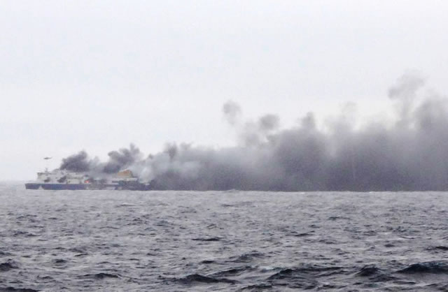 Winds hamper burning ferry rescue off Greece