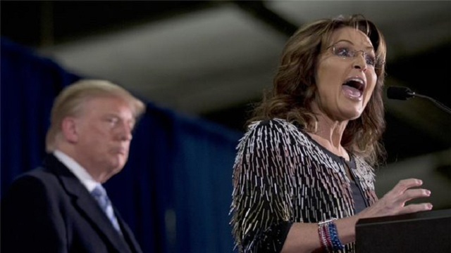 Failed US vice presidential candidate Palin backs Trump